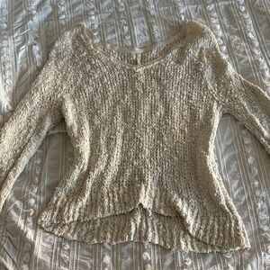 Free People Cream V-Neck Sweater